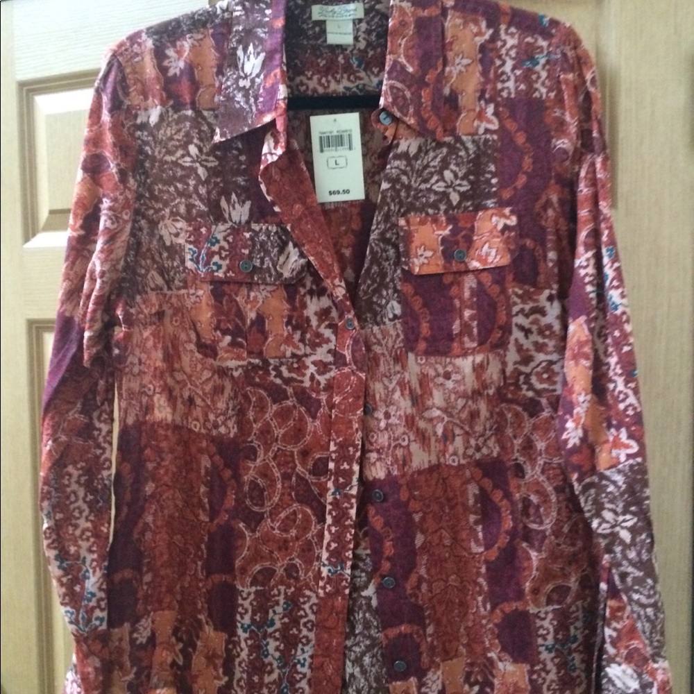 Lucky long sleeve paisley button down shirt